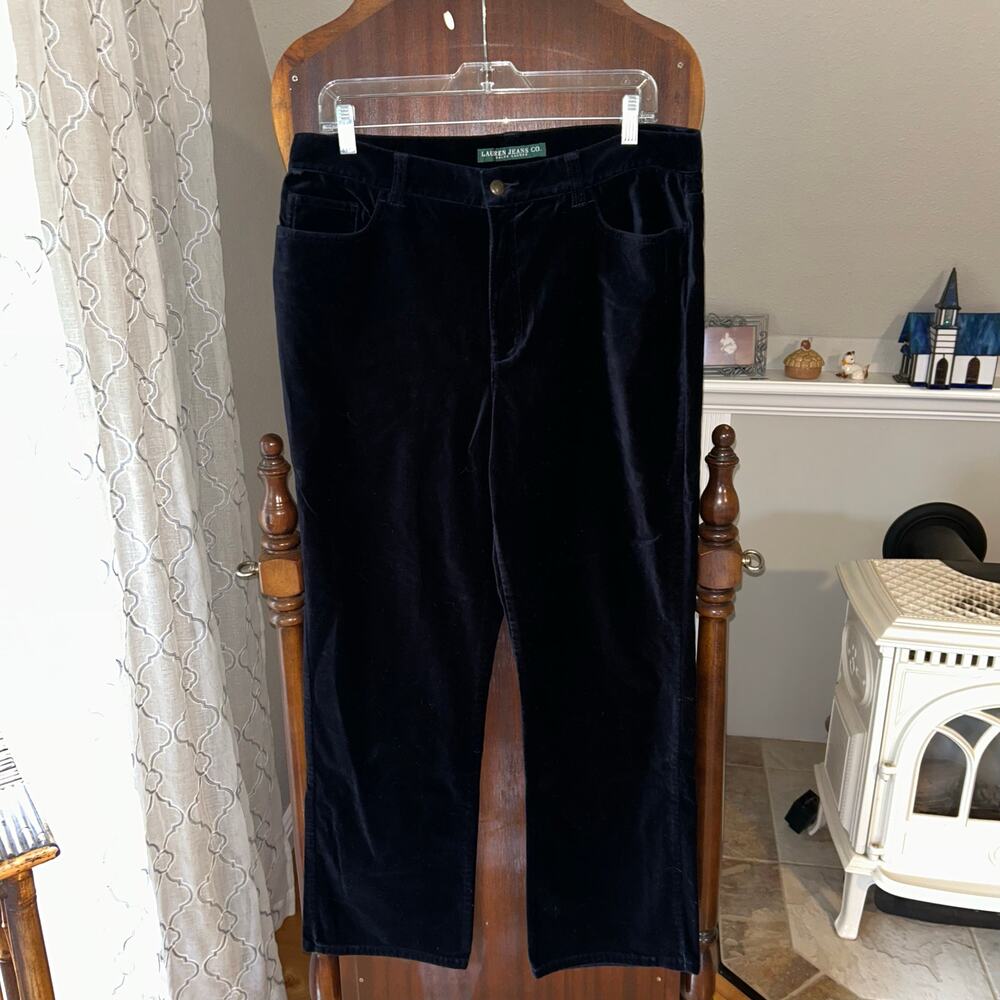 Lauren Ralph Lauren Womens size 14 Pants Black Velvet Pants Wide Strait leg
